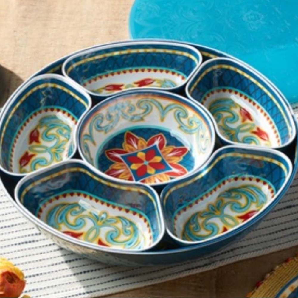 NEW Princess House Multicolor Ceramic Serving Set
